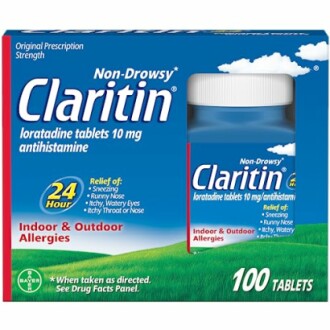 Claritin 24-hour non-drowsy allergy relief tablets packaging