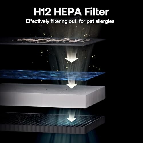 H12 HEPA filter layers effectively filtering for pet allergies.