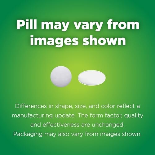 Warning about pill appearance variations.